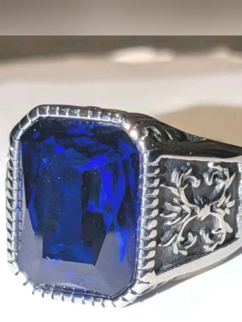 Retro Viking 5ct Lab Created Blue Sapphire Men's Ring 14k Silver Plated Sz 13
